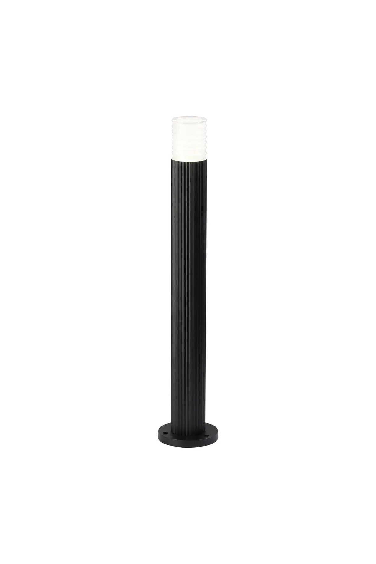 Khazri Ribbed Line 55cm Post Lamp With Horizontal Line Acrylic Shade, 1 x GU10, IP54, Black/Clear/Frosted