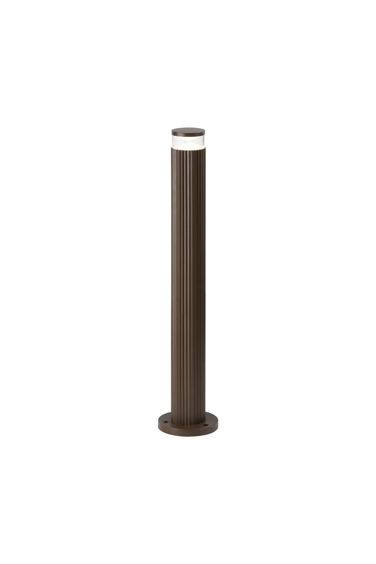 Khazri Ribbed Line 55cm Post Lamp With X Pattern Acrylic Shade, 1 x GU10, IP54, Dark Brown/Clear/Frosted
