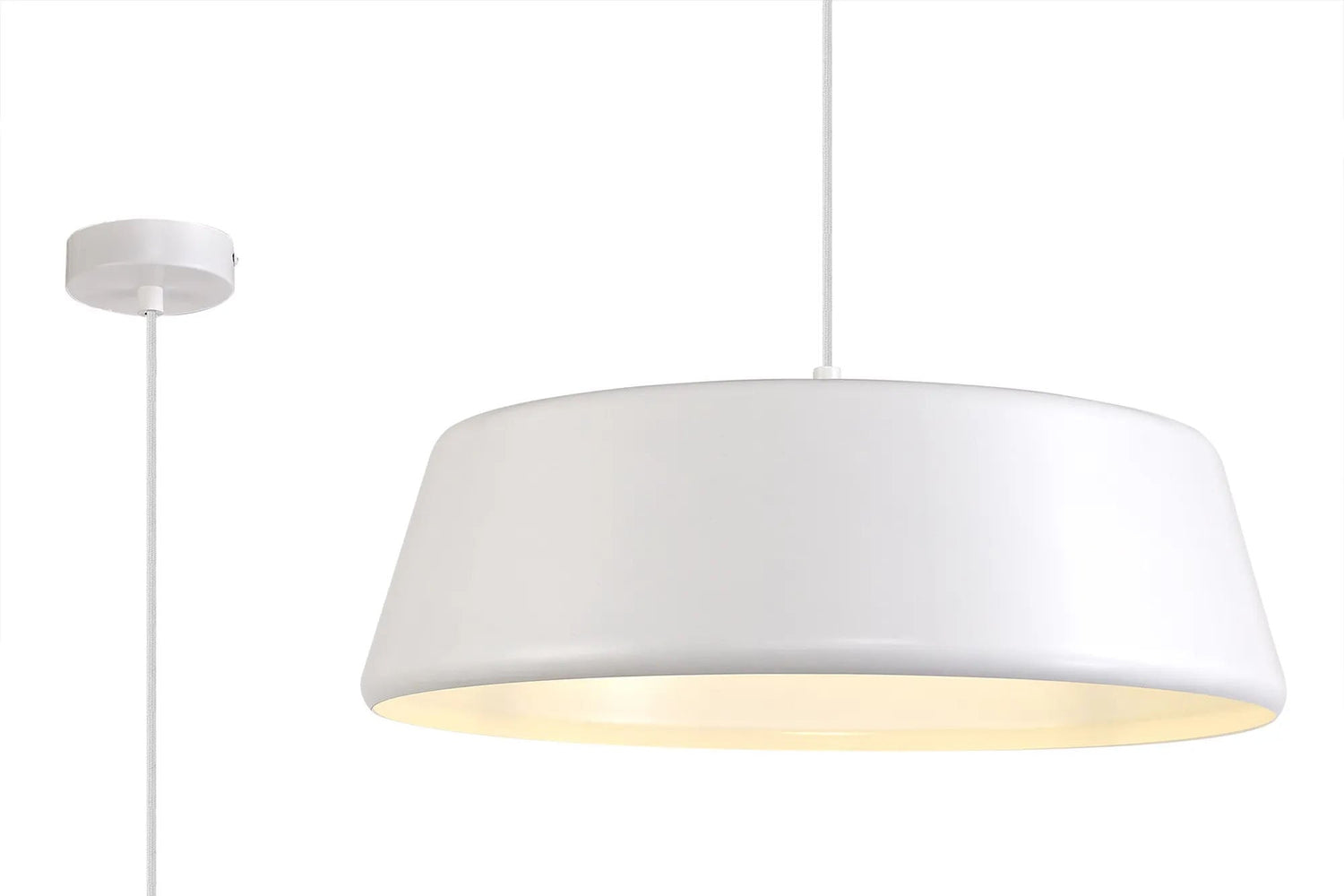 Kimpioka Single Large Pendant, 1 Light Adjustable E27, Gloss White/Gloss White