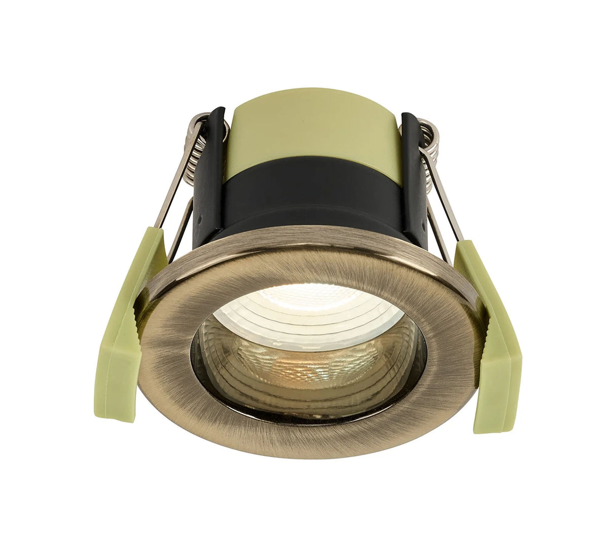 Lavery 4W, Triac Dimmable 4CCT LED Fire Rated Downlight, Cut Out: 42mm, 360lm, 60° Deg, IP65 DRIVER INC., Antique Brass