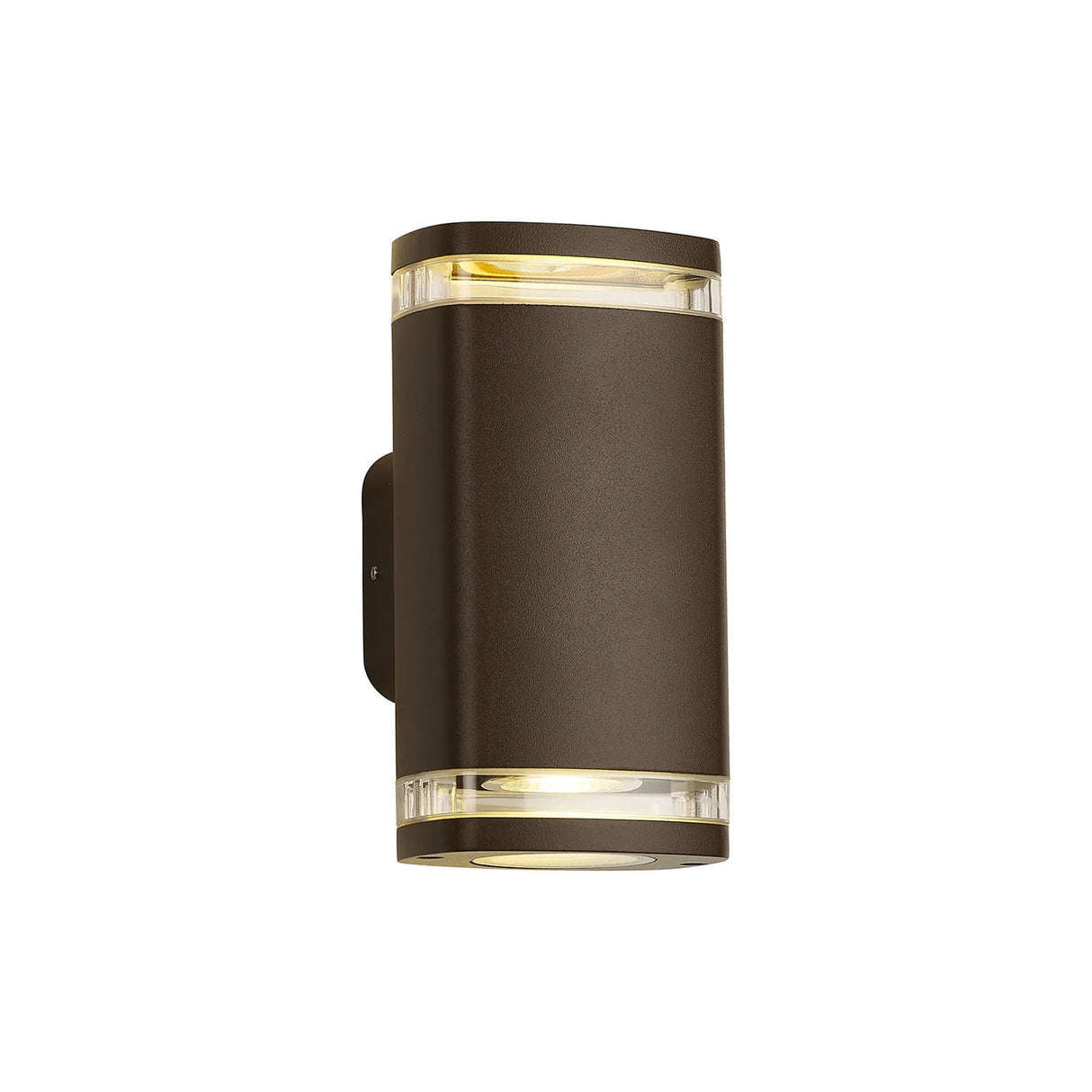 Latchford Wall Lamp 2 x GU10, IP54, Matt Brown/Clear