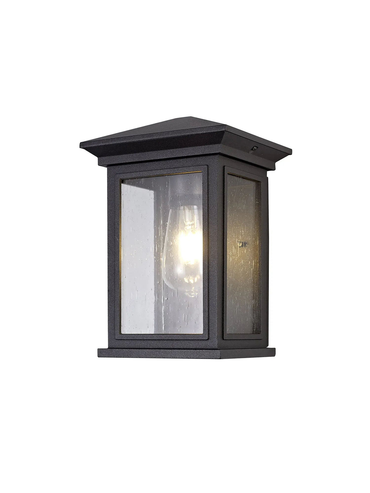 Latham Flush Wall Lamp, 1 x E27, IP54, Anthracite/Clear Seeded Glass