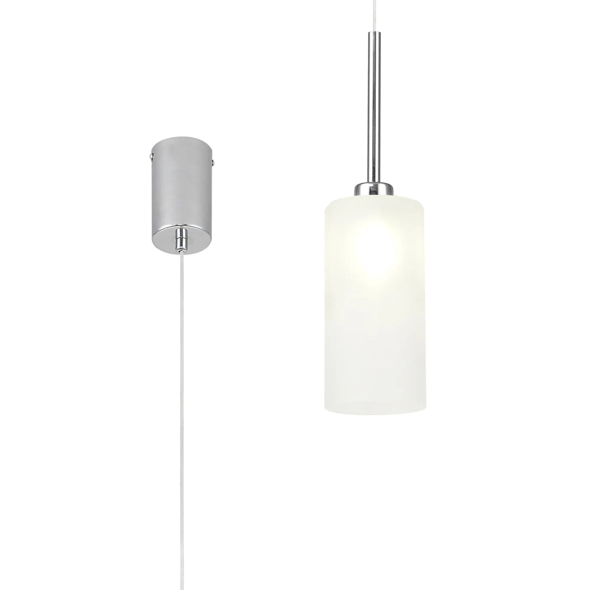 Lathen Single Pendant 2m, 1 x G9, Polished Chrome/Frosted Type A Shade