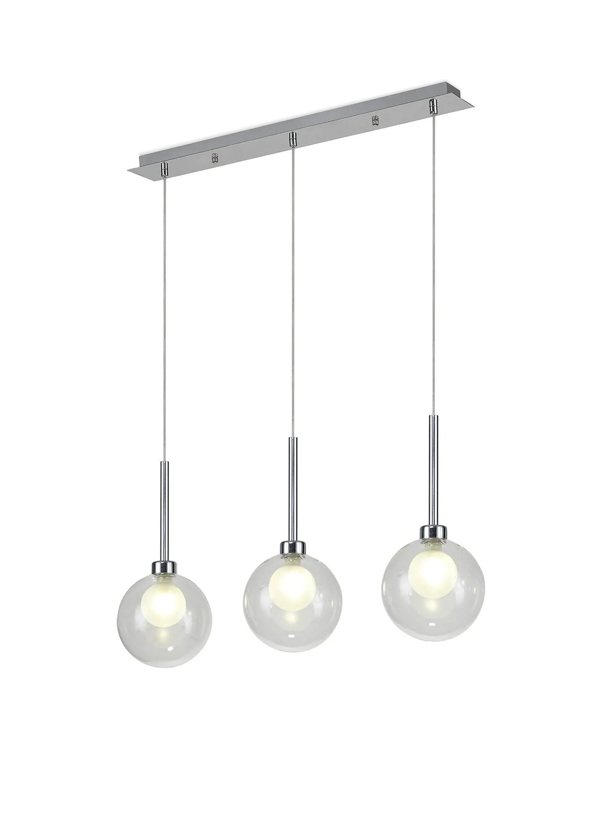 Lathen Linear Pendant 2m, 3 x G9, Polished Chrome/Clear/Frosted Type G Shade