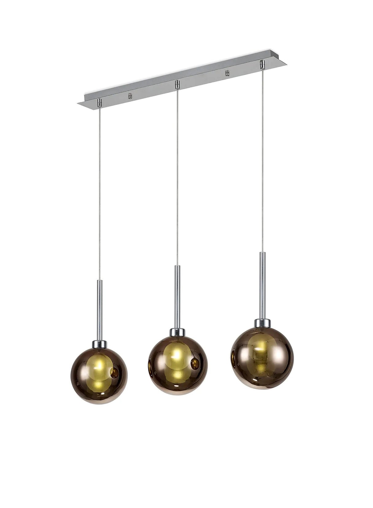 Lathen Linear Pendant 2m, 3 x G9, Polished Chrome/Copper/Frosted Type G Shade