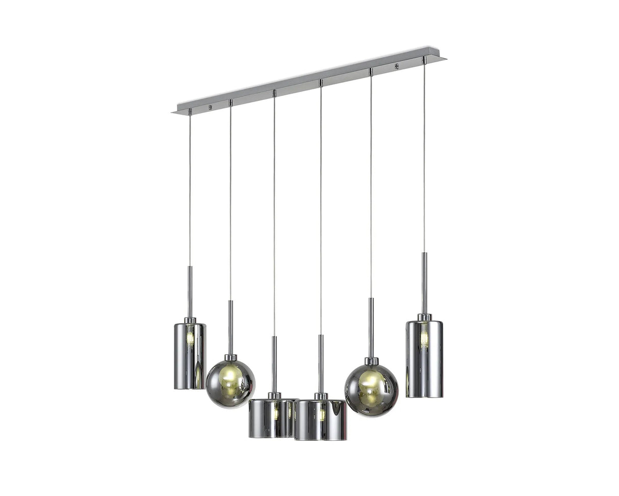 Lathen Linear Pendant 2m, 6 x G9, Polished Chrome/Chrome/Frosted Type A,C,G Shade