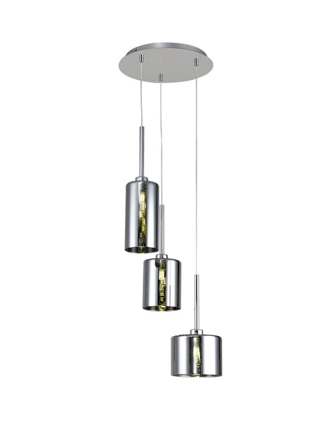 Lathen Round Pendant 2m, 3 x G9, Polished Chrome/Chrome Type A,B,C Shade
