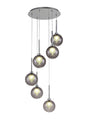 Lathen Round Pendant 2.5m, 6 x G9, Polished Chrome/Smoked/Frosted Type G Shade