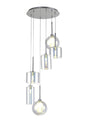 Lathen Round Pendant 2.5m, 6 x G9, Polished Chrome/Iridescent/Frosted Type A,B,C Shade