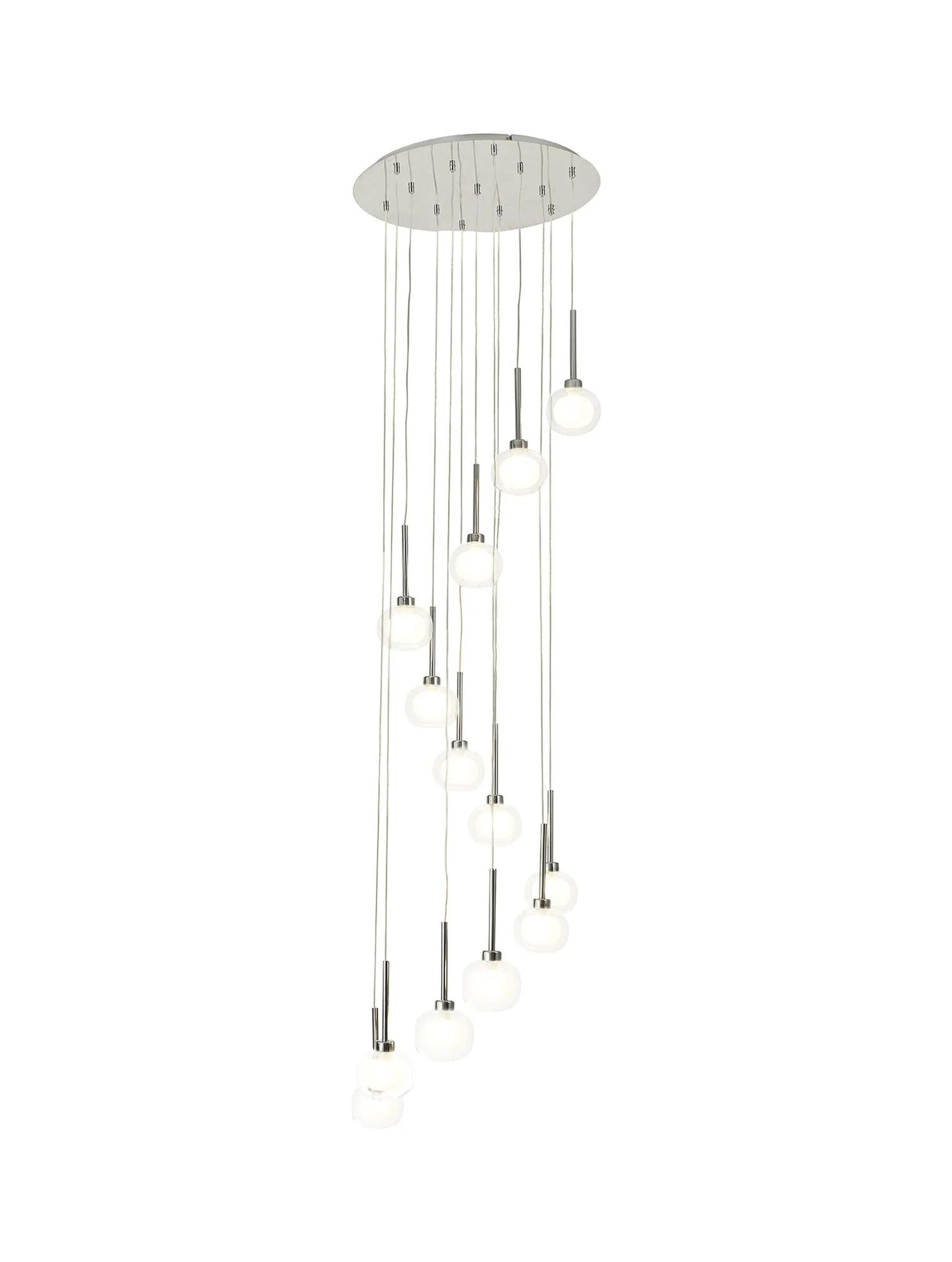 Lathen Round Multiple Pendant 2.5m, 13 x G9, Polished Chrome/Frosted/Clear Type M Shade