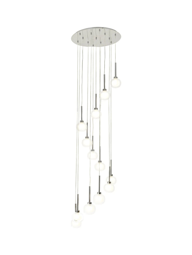 Lathen Round Multiple Pendant 2.5m, 13 x G9, Polished Chrome/Frosted/Clear Type M Shade