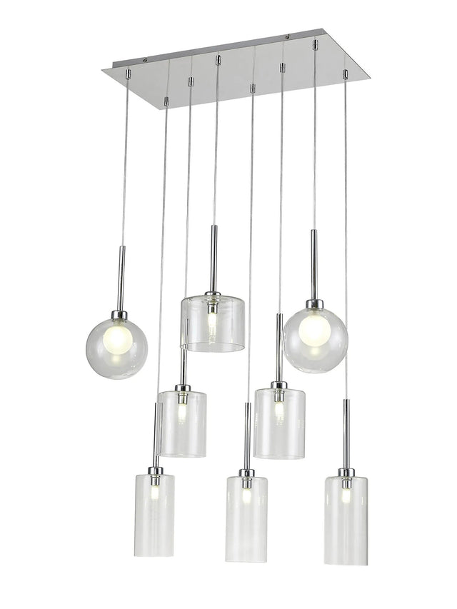 Lathen Rectangle Multiple Pendant 2m, 8 x G9, Polished Chrome/Clear/Frosted Type A,B,C,G Shade
