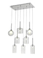 Lathen Rectangle Multiple Pendant 2m, 8 x G9, Polished Chrome/Clear/Frosted Type A,B,C,G Shade