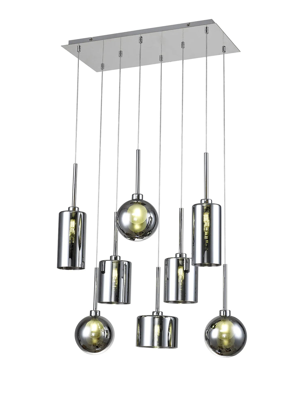 Lathen Rectangle Multiple Pendant 2m, 8 x G9, Polished Chrome/Chrome/Frosted Type A,B,C,G Shade