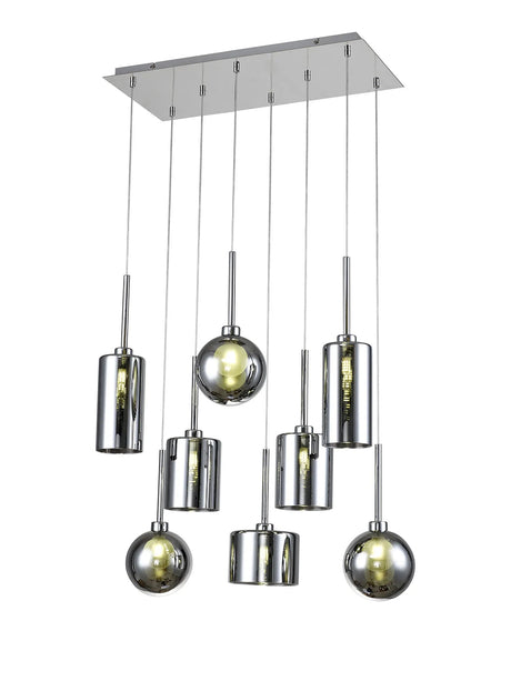 Lathen Rectangle Multiple Pendant 2m, 8 x G9, Polished Chrome/Chrome/Frosted Type A,B,C,G Shade