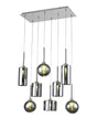 Lathen Rectangle Multiple Pendant 2m, 8 x G9, Polished Chrome/Chrome/Frosted Type A,B,C,G Shade