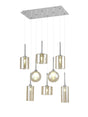 Lathen Rectangle Multiple Pendant 2m, 8 x G9, Polished Chrome/Cognac/Frosted Type A,B,C,G Shade