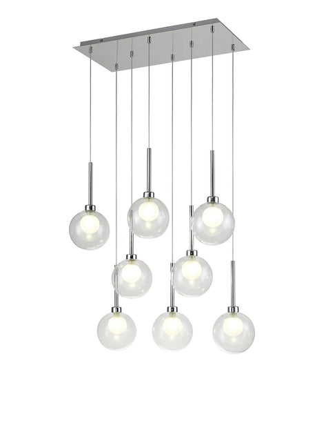 Lathen Rectangle Multiple Pendant 2m, 8 x G9, Polished Chrome/Clear/Frosted Type G Shade