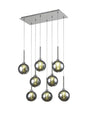 Lathen Rectangle Multiple Pendant 2m, 8 x G9, Polished Chrome/Chrome/Frosted Type G Shade