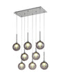 Lathen Rectangle Multiple Pendant 2m, 8 x G9, Polished Chrome/Smoked/Frosted Type G Shade