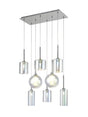 Lathen Rectangle Multiple Pendant 2m, 8 x G9, Polished Chrome/Iridescent/Frosted Type A,B,C Shade