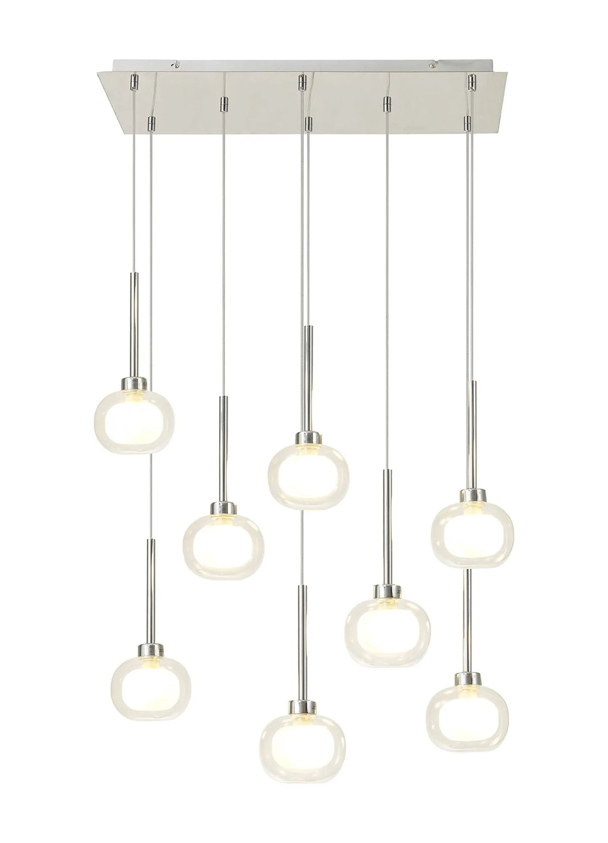 Lathen Rectangle Multiple Pendant 2m, 8 x G9, Polished Chrome/Frosted/Clear Type M Shade
