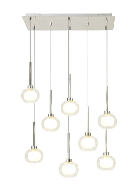 Lathen Rectangle Multiple Pendant 2m, 8 x G9, Polished Chrome/Frosted/Clear Type M Shade