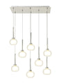 Lathen Rectangle Multiple Pendant 2m, 8 x G9, Polished Chrome/Frosted/Clear Type M Shade