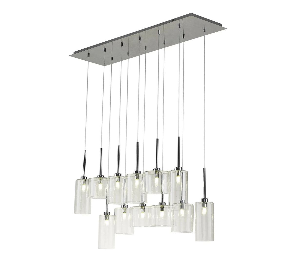 Lathen Linear Pendant 2m, 12 x G9, Polished Chrome/Clear Type A,B,C Shade