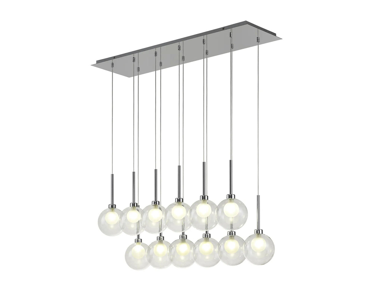 Lathen Linear Pendant 2m, 12 x G9, Polished Chrome/Clear/Frosted Type G Shade