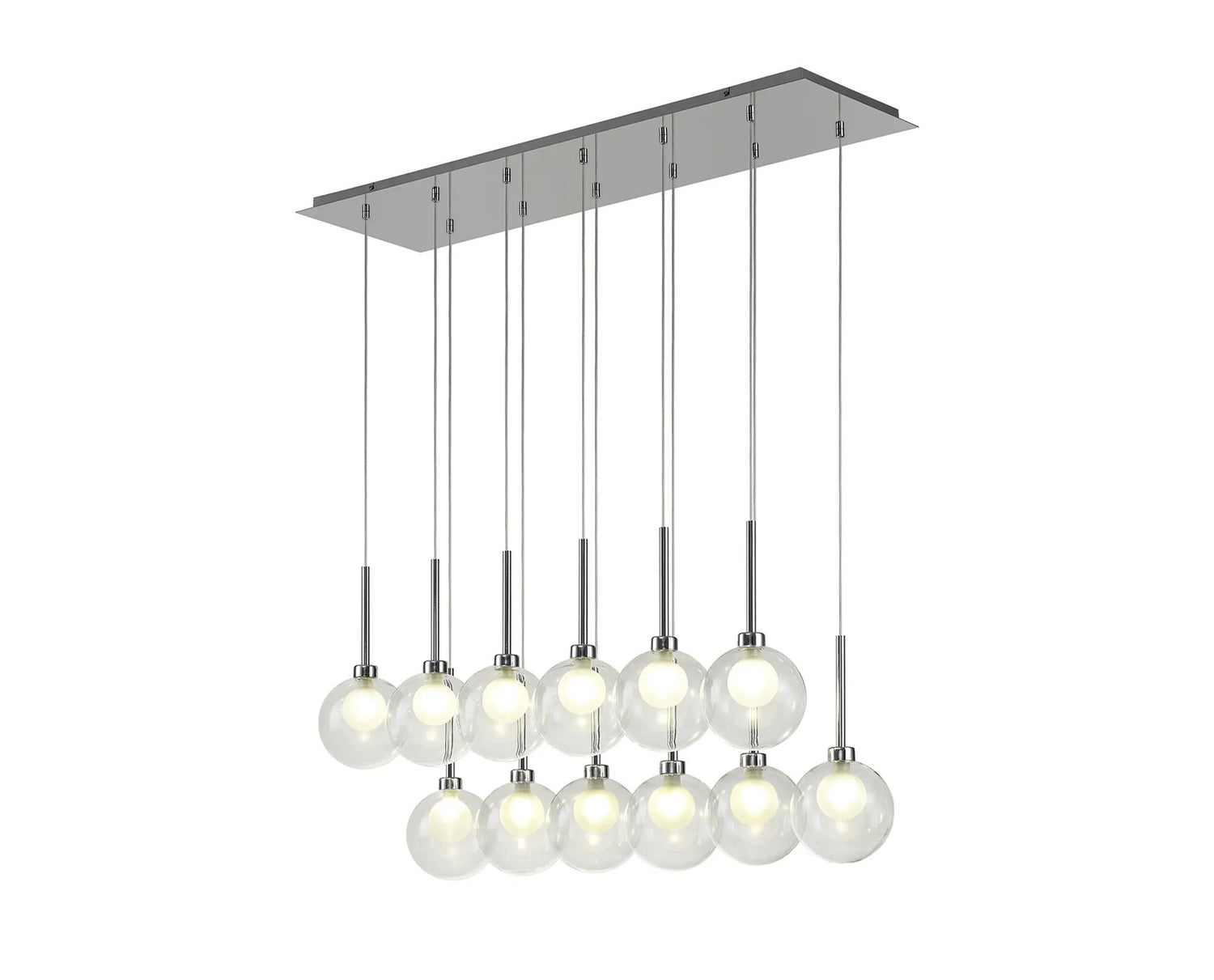 Lathen Linear Pendant 2m, 12 x G9, Polished Chrome/Clear/Frosted Type G Shade