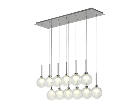Lathen Linear Pendant 2m, 12 x G9, Polished Chrome/Clear/Frosted Type G Shade