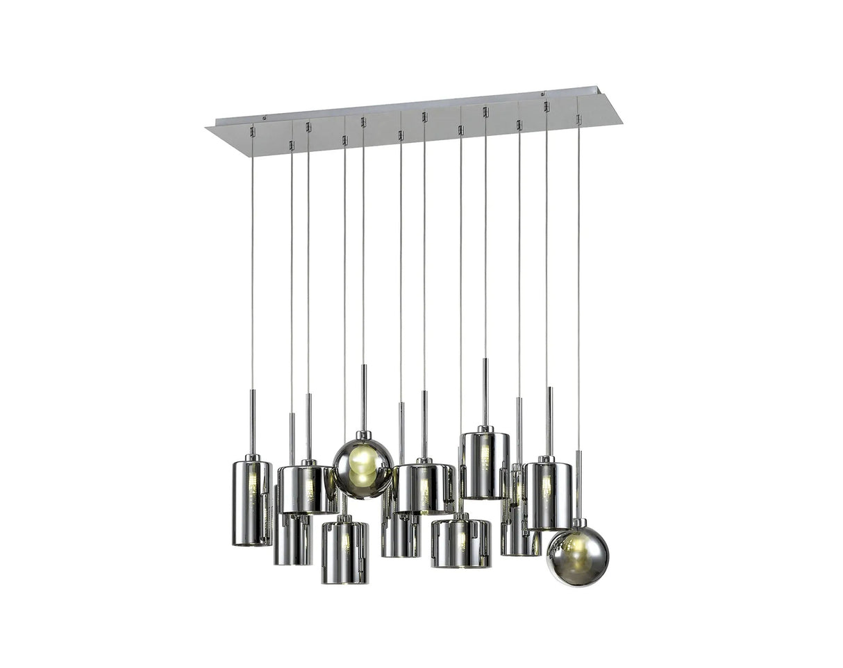 Lathen Linear Pendant 2m, 12 x G9, Polished Chrome/Chrome/Frosted Type A,B,C,G Shade