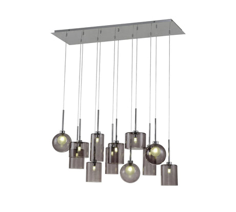 Lathen Linear Pendant 2m, 12 x G9, Polished Chrome/Smoked/Frosted Type A,B,C,G Shade