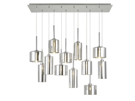 Lathen Linear Pendant 2m, 12 x G9, Polished Chrome/Chrome Type A,B,C Shade