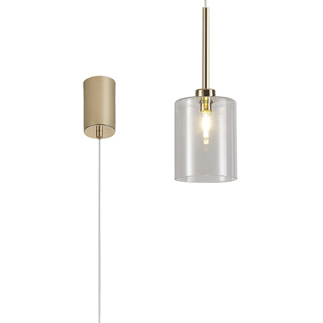 Lathen Single Pendant 2m, 1 x G9, French Gold/Clear Type B Shade