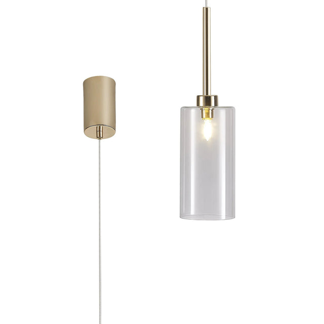 Lathen Single Pendant 2m, 1 x G9, French Gold/Clear Type A Shade