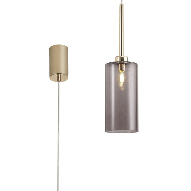 Lathen Single Pendant 2m, 1 x G9, French Gold/Smoked Type A Shade