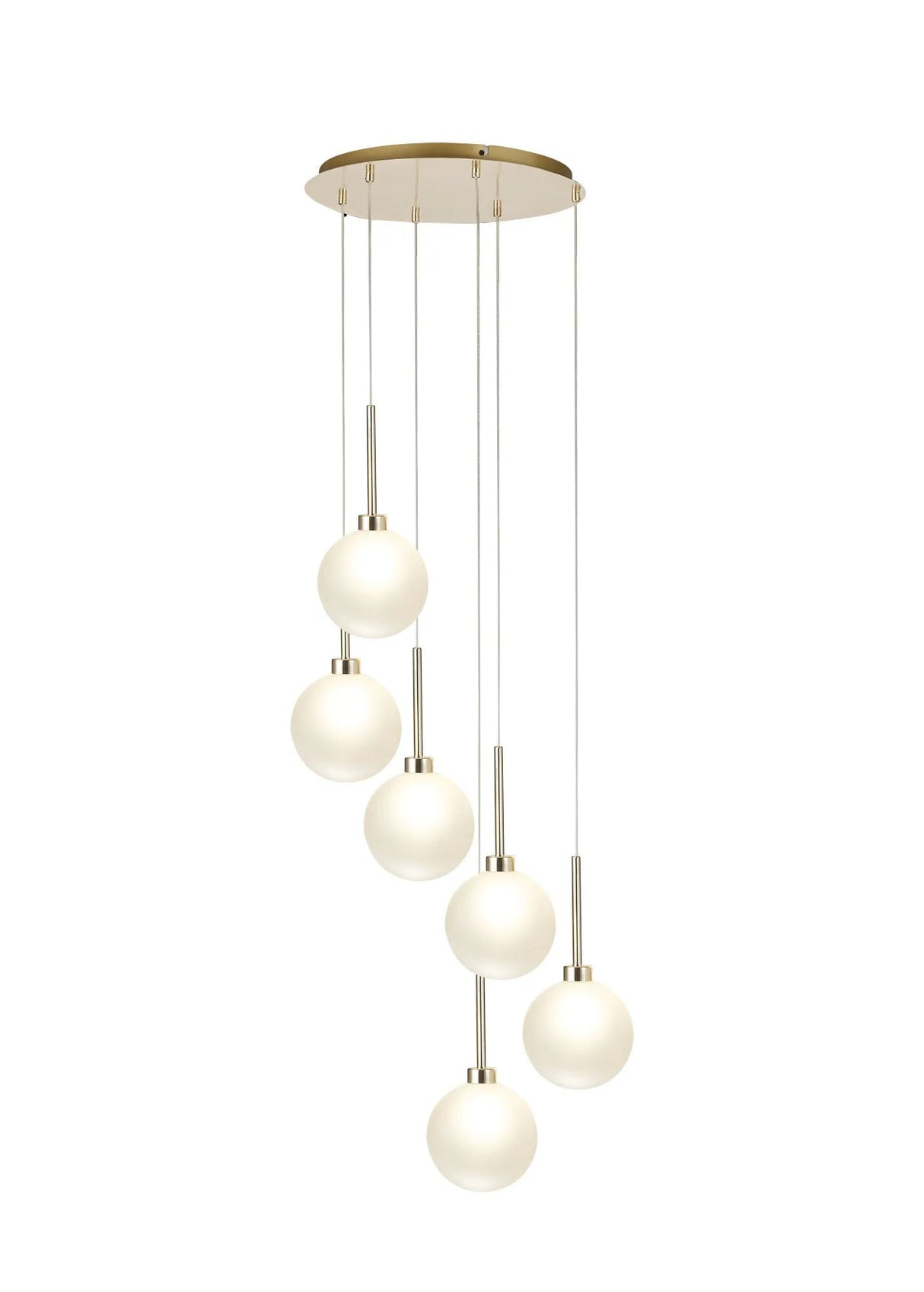 Lathen Round Pendant 2.5m, 6 x G9, French Gold/Frosted Type G Shade