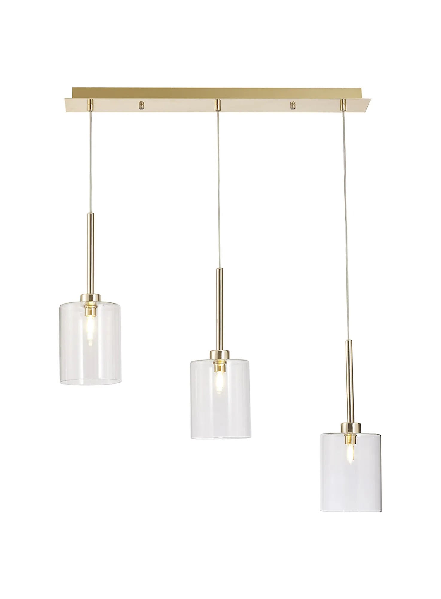 Lathen Linear Pendant 2m, 3 x G9, French Gold/Clear Type B Shade