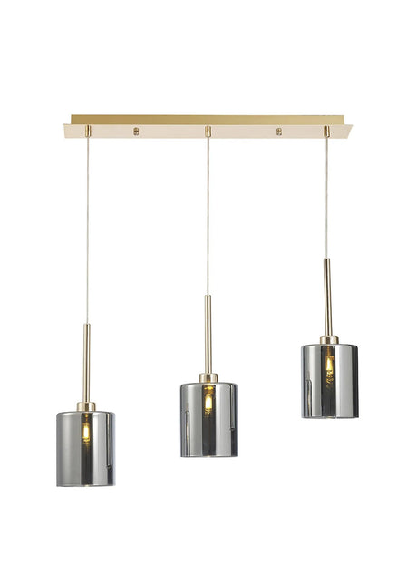Lathen Linear Pendant 2m, 3 x G9, French Gold/Chrome Type B Shade