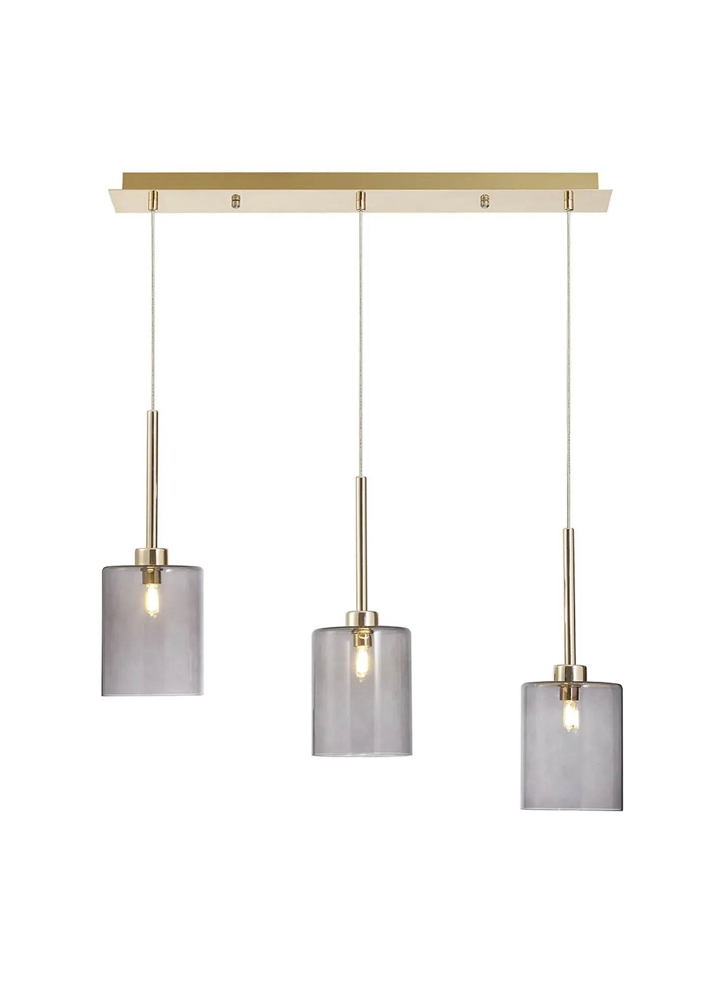 Lathen Linear Pendant 2m, 3 x G9, French Gold/Smoked Type B Shade