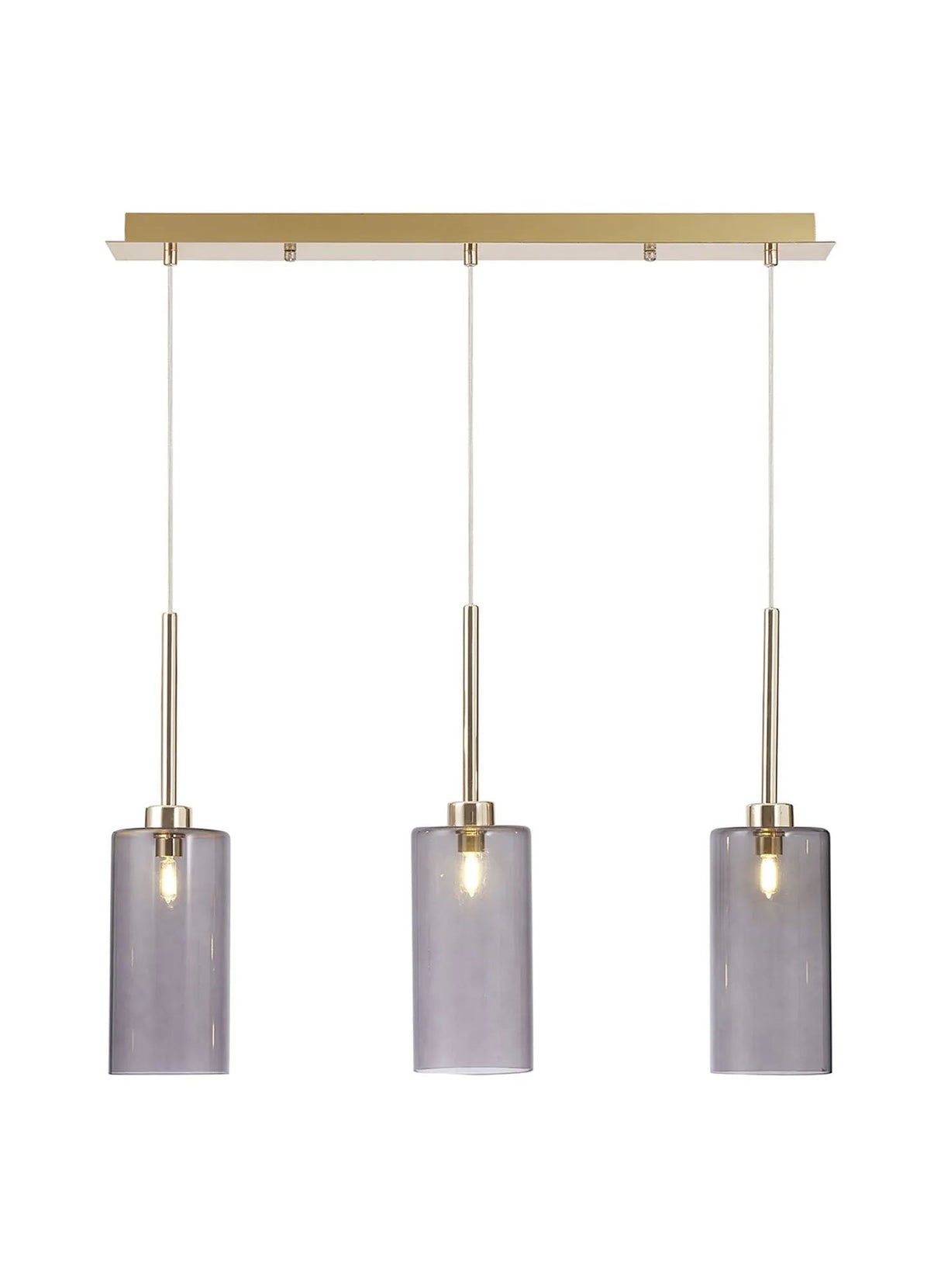 Lathen Linear Pendant 2m, 3 x G9, French Gold/Smoked Type A Shade