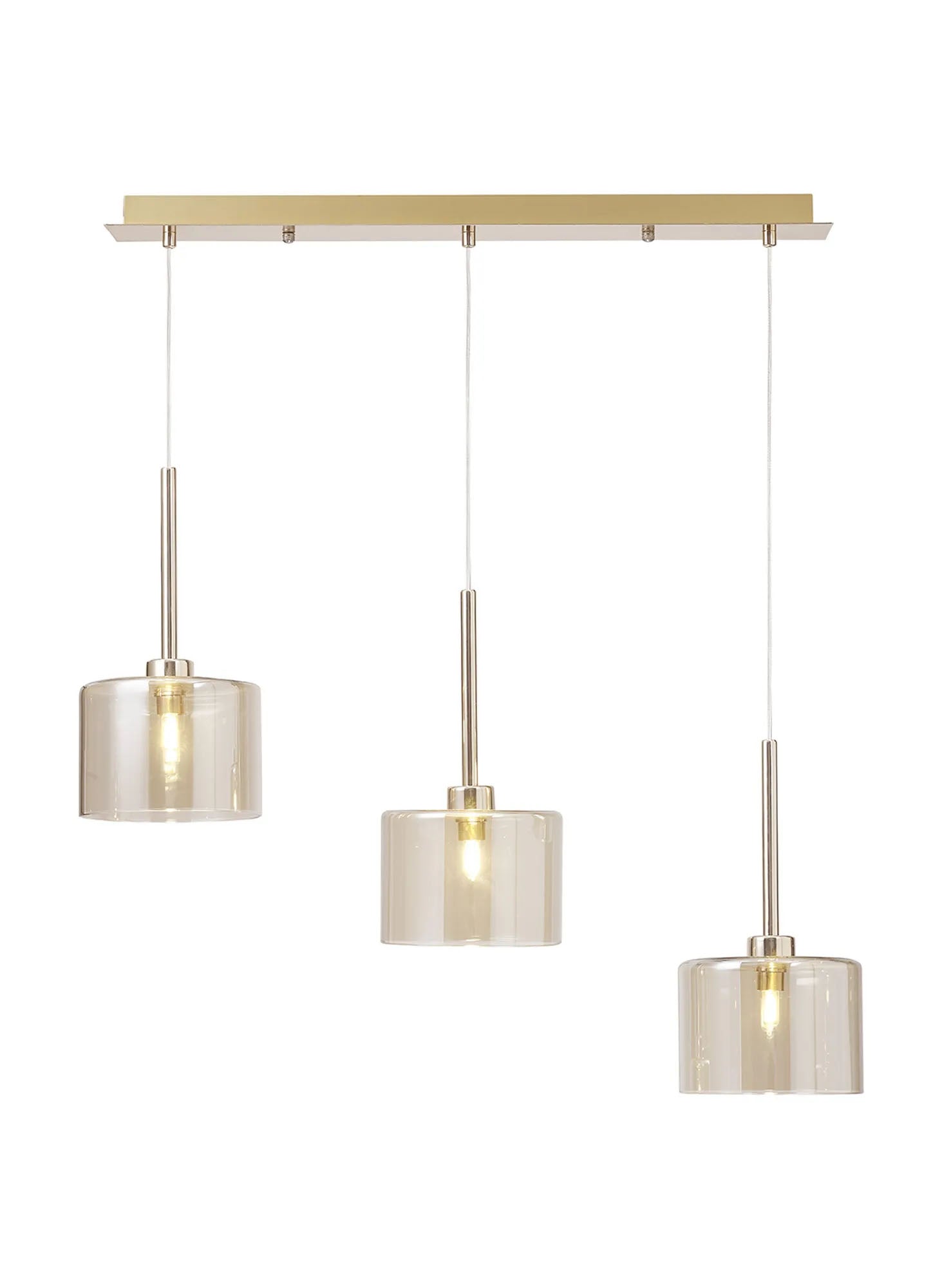 Lathen Linear Pendant 2m, 3 x G9, French Gold/Cognac Type C Shade