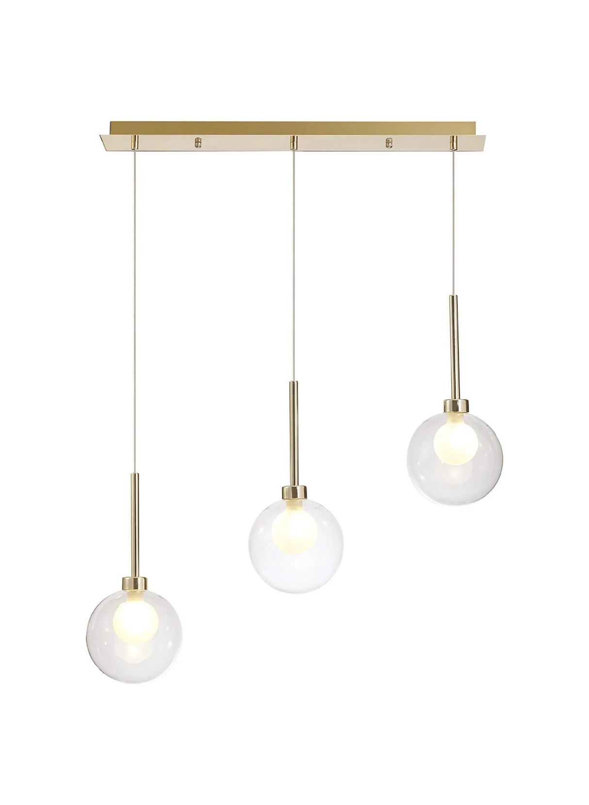 Lathen Linear Pendant 2m, 3 x G9, French Gold/Clear/Frosted Type G Shade
