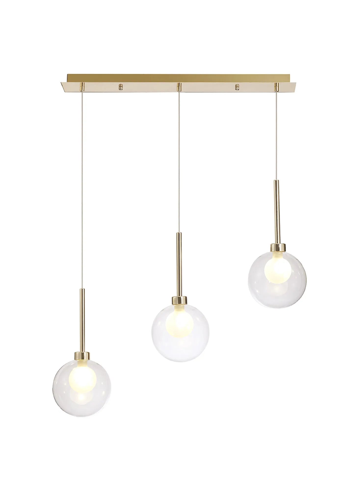 Lathen Linear Pendant 2m, 3 x G9, French Gold/Clear/Frosted Type G Shade
