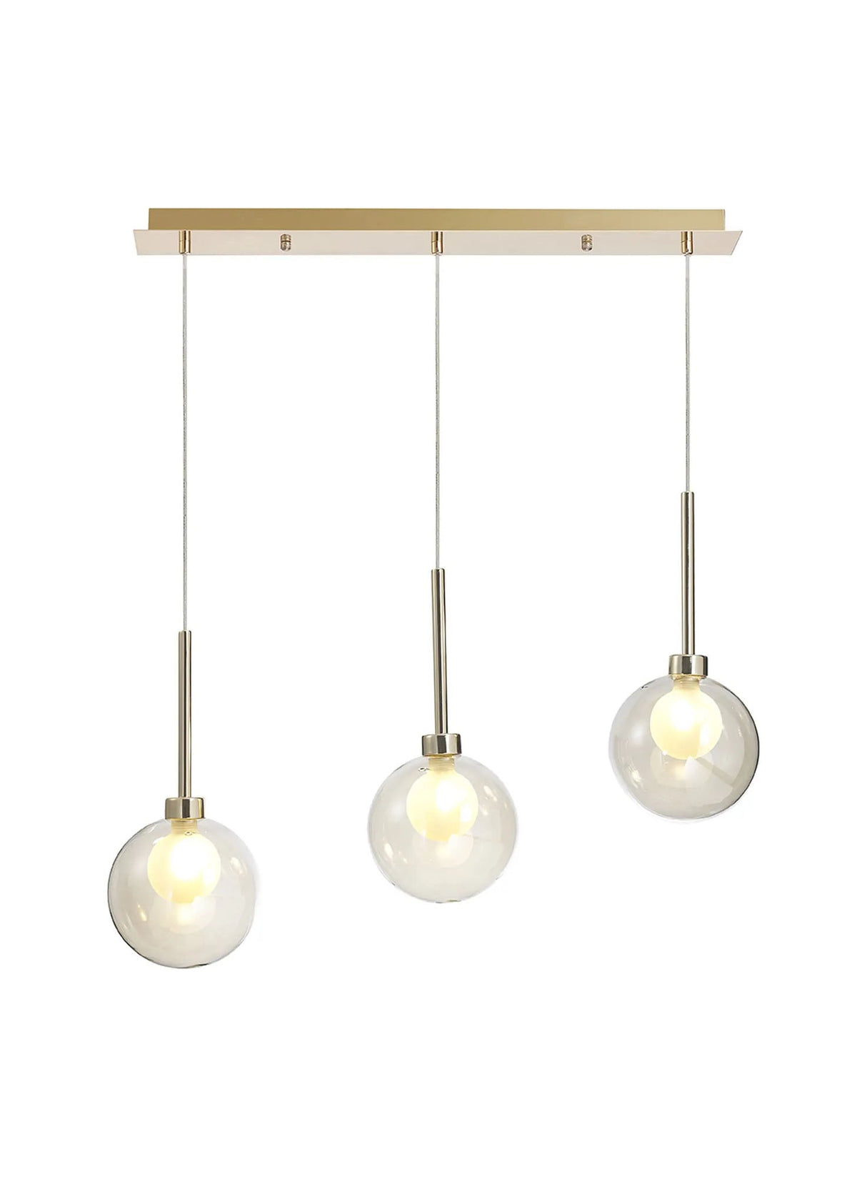 Lathen Linear Pendant 2m, 3 x G9, French Gold/Cognac/Frosted Type G Shade