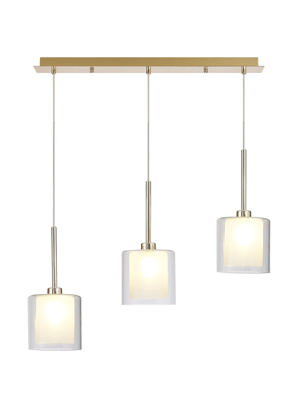 Lathen Linear Pendant 2m, 3 x G9, French Gold/Frosted/Clear Type H Shade