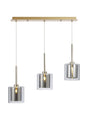 Lathen Linear Pendant 2m, 3 x G9, French Gold/Chrome/Clear Type H Shade