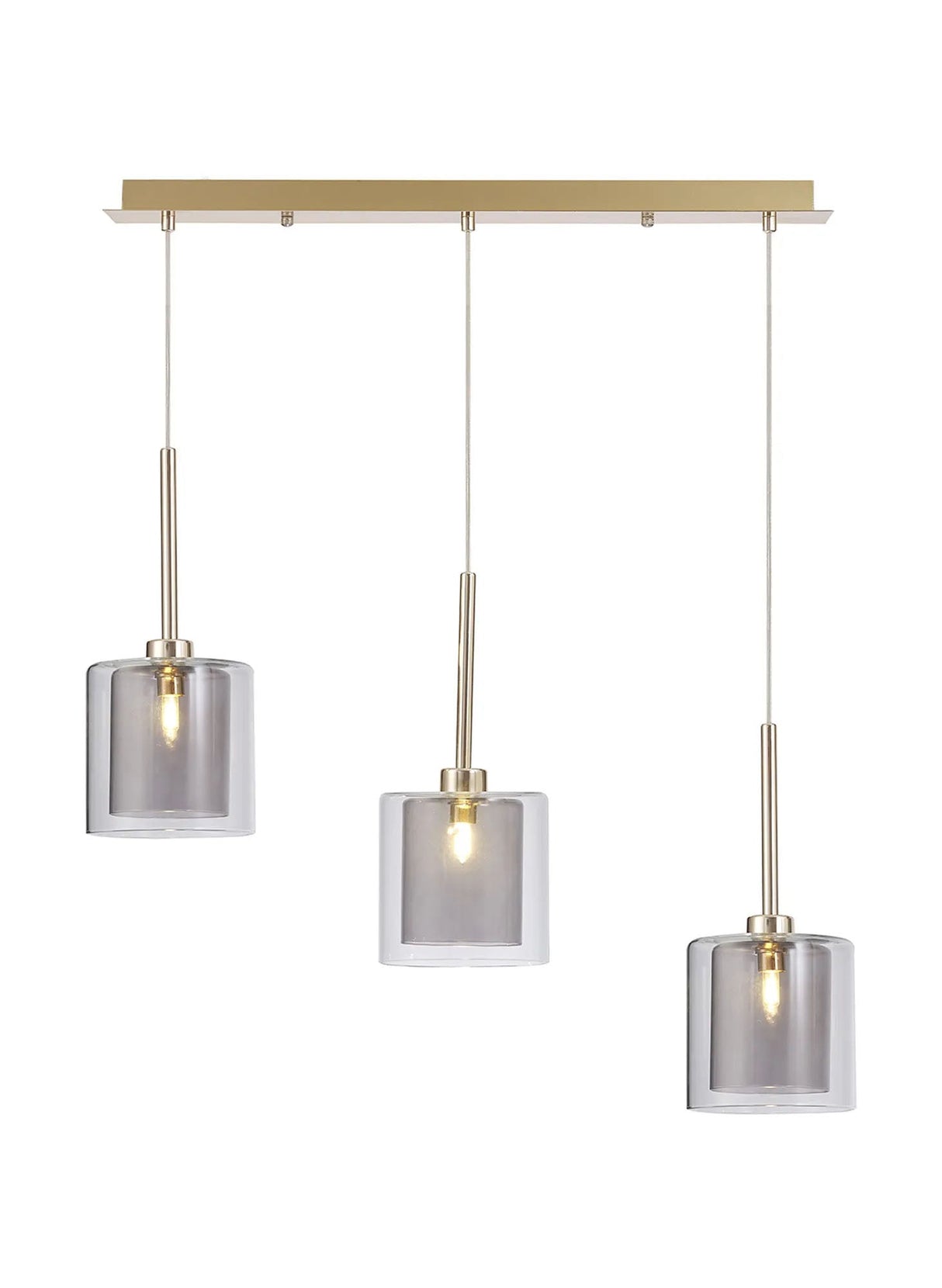 Lathen Linear Pendant 2m, 3 x G9, French Gold/Smoked/Clear Type H Shade
